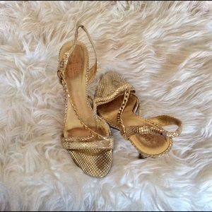 Guess by Marciano strapping gold stilettos